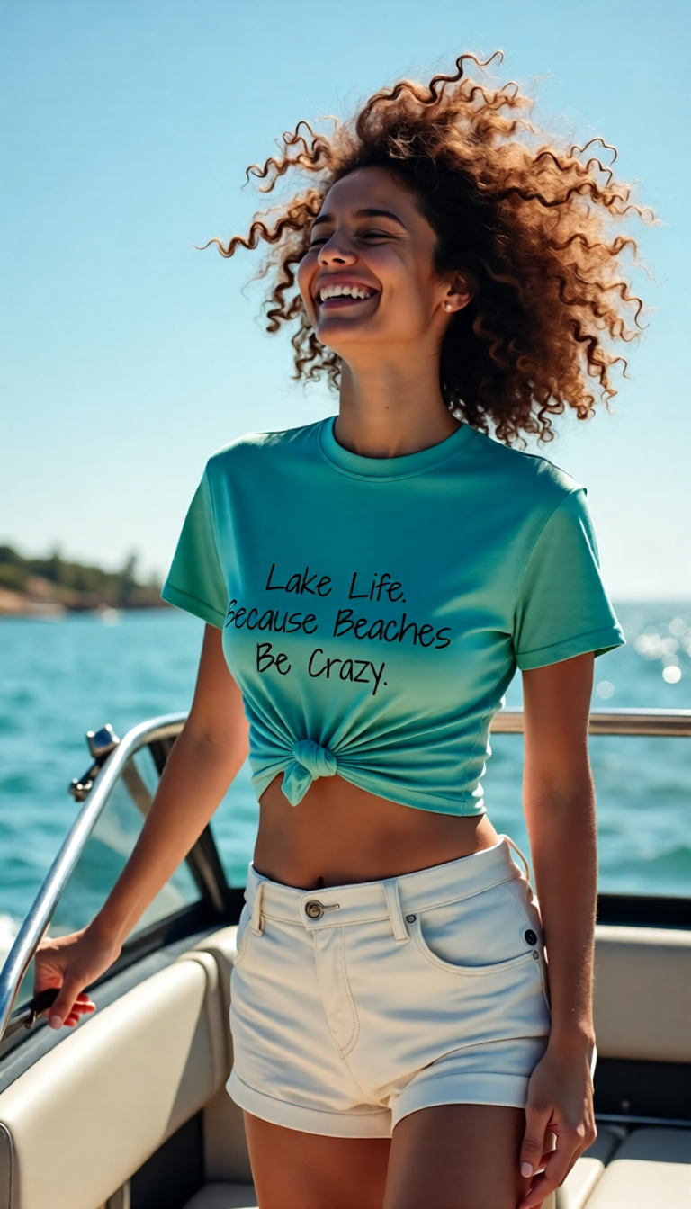 "Lake Life. Because Beaches Be Crazy" 100% garment-dyed Cotton Tee