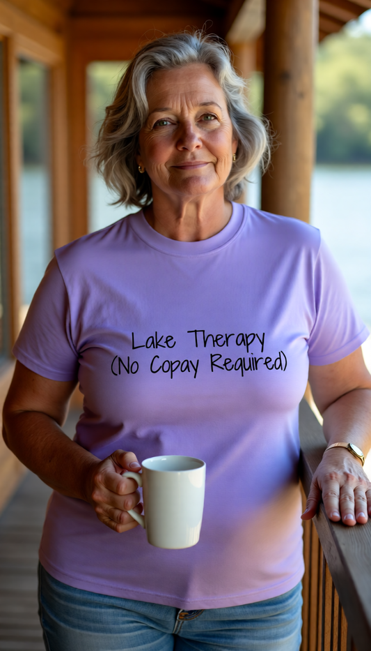 "Lake Therapy (No Copay Required)" 100% garment-dyed Cotton Tee