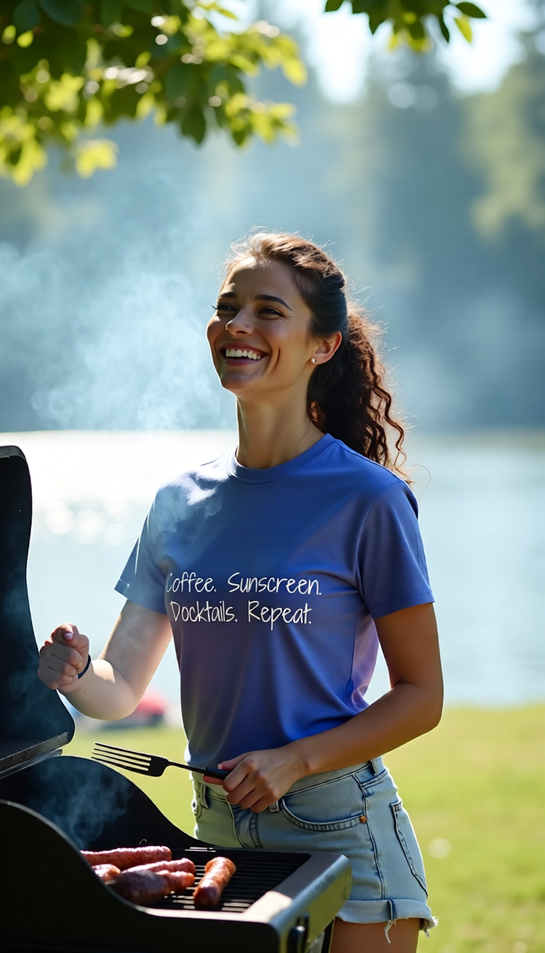 "Coffee. Sunscreen. Docktails. Repeat" - 100% garment-dyed Cotton Tee