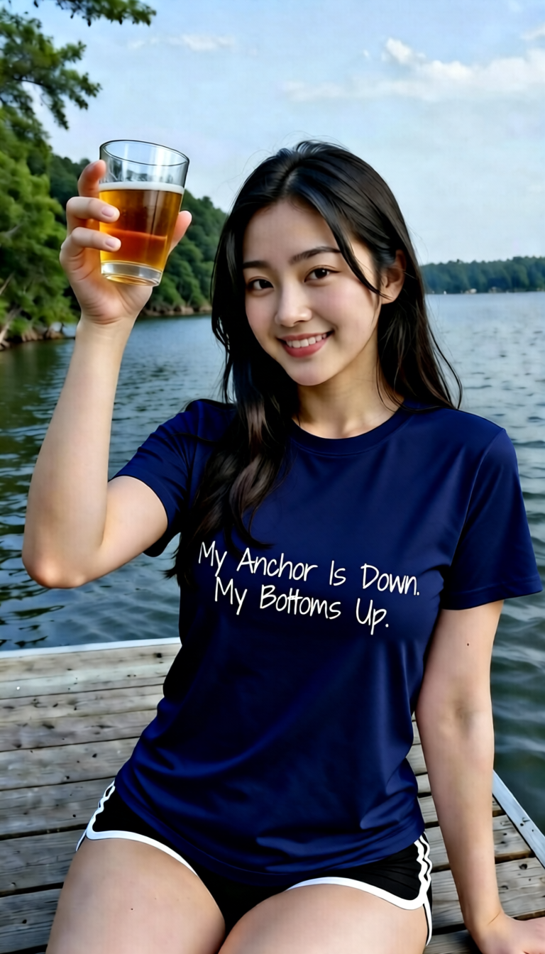 "My Anchor Is Down. My Bottoms Up" 100% garment-dyed Cotton Tee