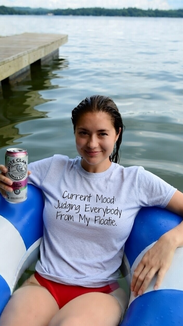 "Current Mood: Judging Everybody From My Floatie" - 100% garment-dyed Cotton Tee